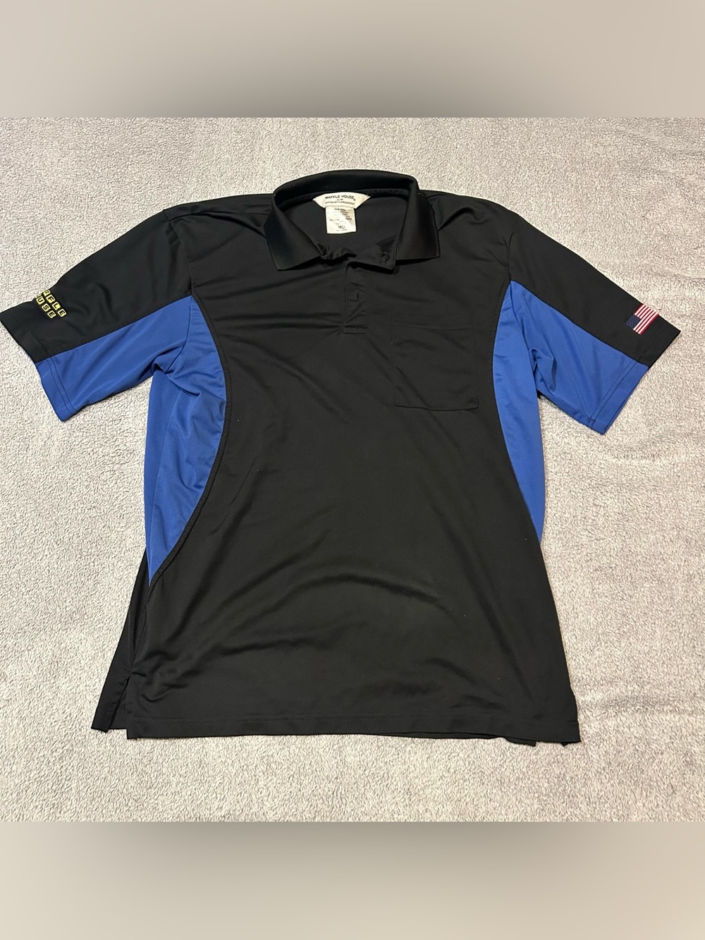 Waffle House by HPI Mens M Black Blue Employee Uniform Work Polo Shirt Cook
